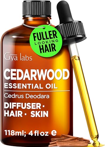 Gya Labs Cedarwood Essential Oil for Hair & Diffuser, 4 Fl Oz – Warm Woody Earthy Aroma for Scalp Care, Aromatherapy, Massage, DIY Candles & Soap Making