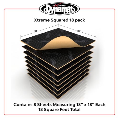 Dynamat Xtreme Sound Deadening Car Insulation Squared 18 Pack – Noise Dampening for Floor, Doors, Panels, Hood or Trunk – Easy Self Adhesive Install – Made in USA – 8 Sheets 18”x18”, 18 sq ft Total by Dynamat - Image 2