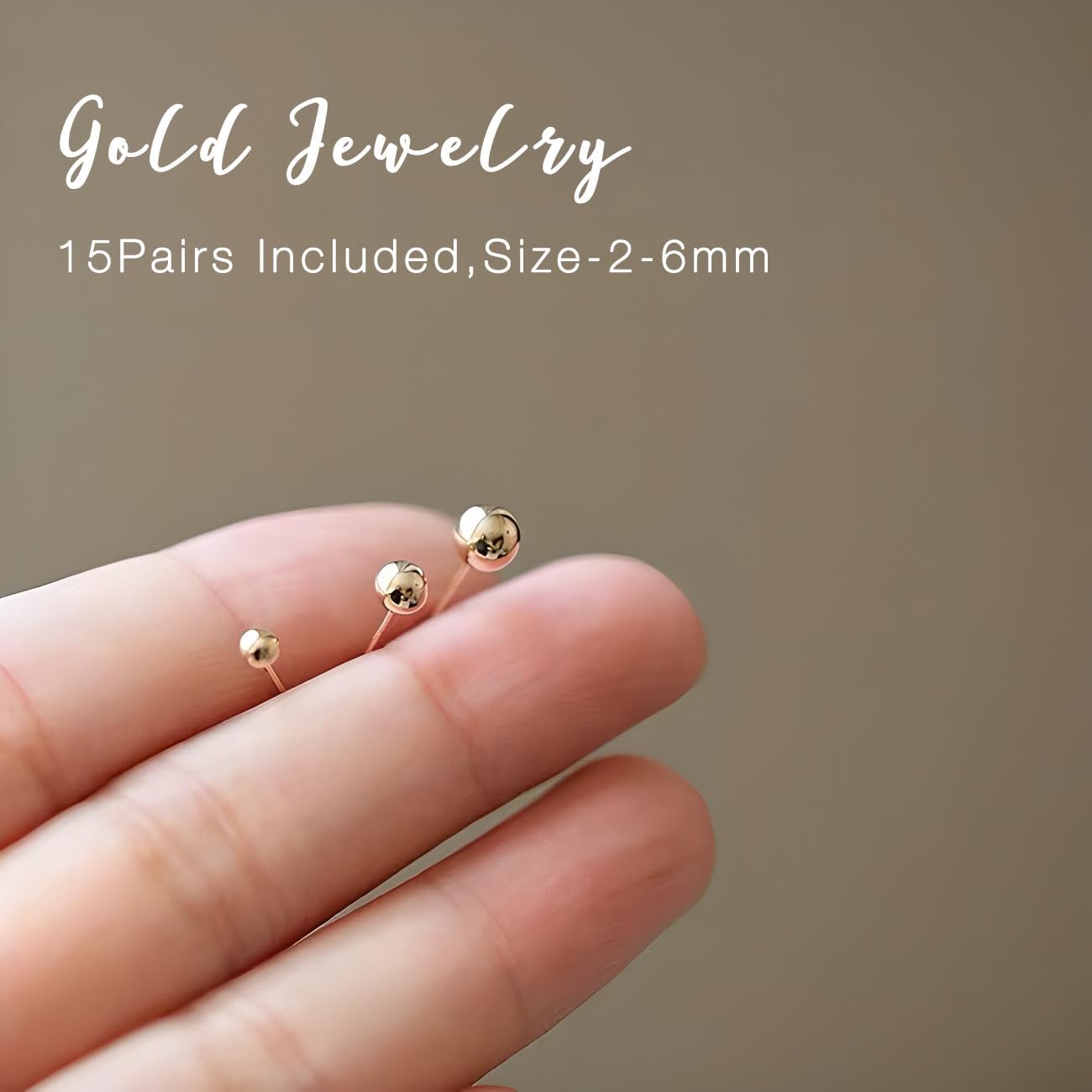15 Pairs Surgical Steel Ball Stud Earrings Set | Fadeless, PVD Plating, Stainless Steel, Fadeless, Waterproof, High Polish, Hypoallergenic