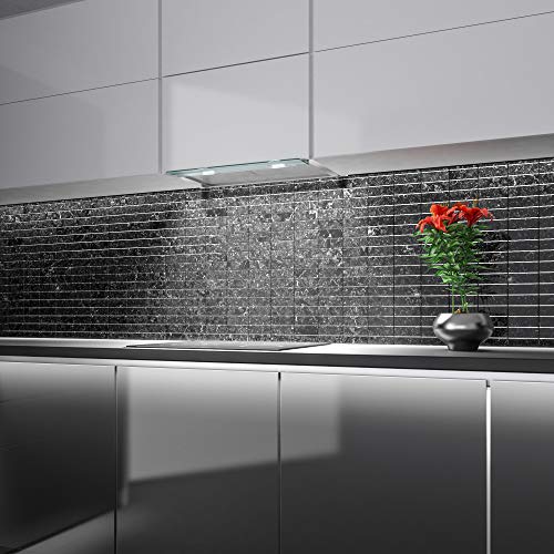 Futuro Futuro Shade 24 Inch Wall-Mount/In-Cabinet Modern Range Hood - Italian Desing Vent Hood - Stainless Steel & Flip Glass, Led, Ultra-Quiet, With Blower #TOP6