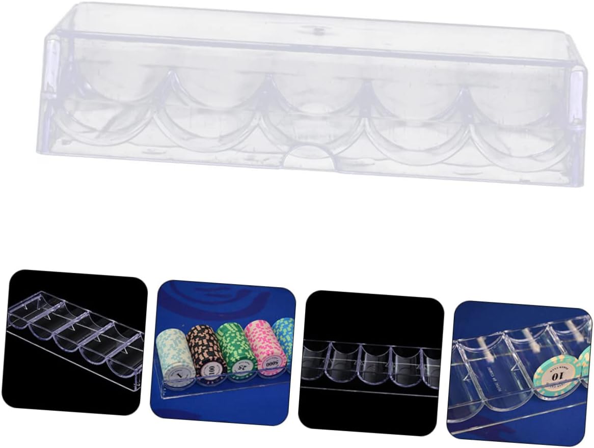 UPKOCH Chip Rack Holdem Display Denomination Printed Style Chip Containers with Lids Small Poker Container