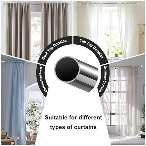 Curtain Poles, 1.6 cm Single Curtain Rods 76-157 cm, Curtain Poles for eyelet curtains for Bedroom Door, Windows - Image 4