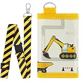WAWSAM Kids Wallet with Lanyard - Teens Truck Purse Zippered Compact Tri-fold Coin Pocket Card Holders Boys Purse Truck Boy Birthday Gift