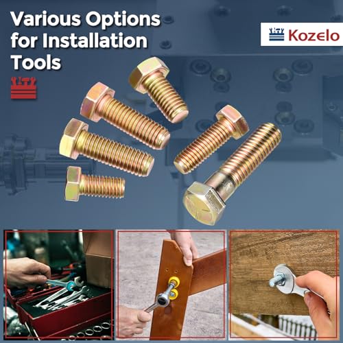 Kozelo 10 Pcs Hex Head Screws Bolts - [3/4"-10x2-1/2] Carbon Steel Grade 5 Fully Threaded Hex Tap Hexagon Head Screw Machine Bolt Right Hand External Hex Drive, Yellow by Kozelo - Image 6