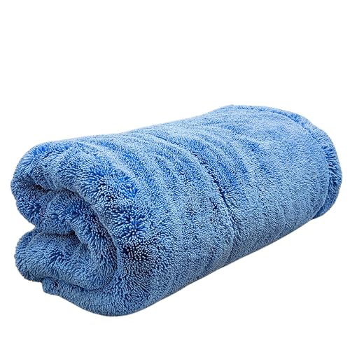 THE HOUSE OF RAGS The G.O.A.T - Heavy Duty Absorbent Microfiber Drying Towel, 70/30 Premium Korean Quality, for Cars Detailing, Trucks, SUV's, 27.5x27.5 inches, Twist Loop, 2300 GSM, Blue