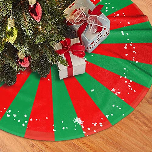 Red And Green Striped Wheel Christmas Tree Skirt, Large Xmas Ornaments Tree Mat For Holiday Party Decorations Supplies 48 Inch #TOP1