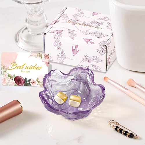 Image of Flower Jewelry Dish Ring Holder Jewelry Tray Cute Vanity Organizer Room Decor Aesthetic Nightstand Bathroom Bedroom Decor Trinket Dish Small Valentine's Friendship Christmas Birthday Gifts for Women