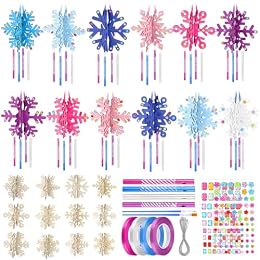 MiniInflat 36 Sets Snowflake Wind Chime DIY Kit, Wooden Craft to Paint