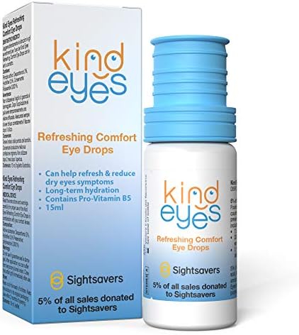 Refreshing Eye Drops - Rehydrating Relief for Dry or Tired Eyes - Kind Eyes - Water-Based Brightening Eye Drops to Reduce Itchy Sore Eyes with Provitamin B5 - Donation to Sightsavers - 15ml Bottle