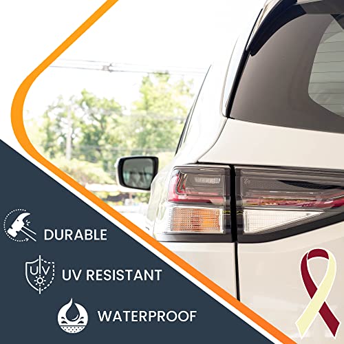 Image of Magnet Me Up Head and Neck Cancer Awareness Burgundy and Ivory Ribbon Magnet Decal, 3.5x7 Inches, Heavy Duty Automotive Magnet for Car Truck SUV, Showing Support or Fundraising, Crafted in USA