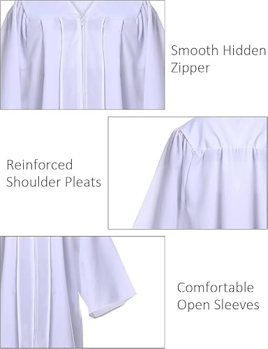 Newrara 2-Pack Adult Choir Robes, White Matte Church Gowns for Baptism, Confirmation, Graduation -Choir Robes for Men Women (White, 48)