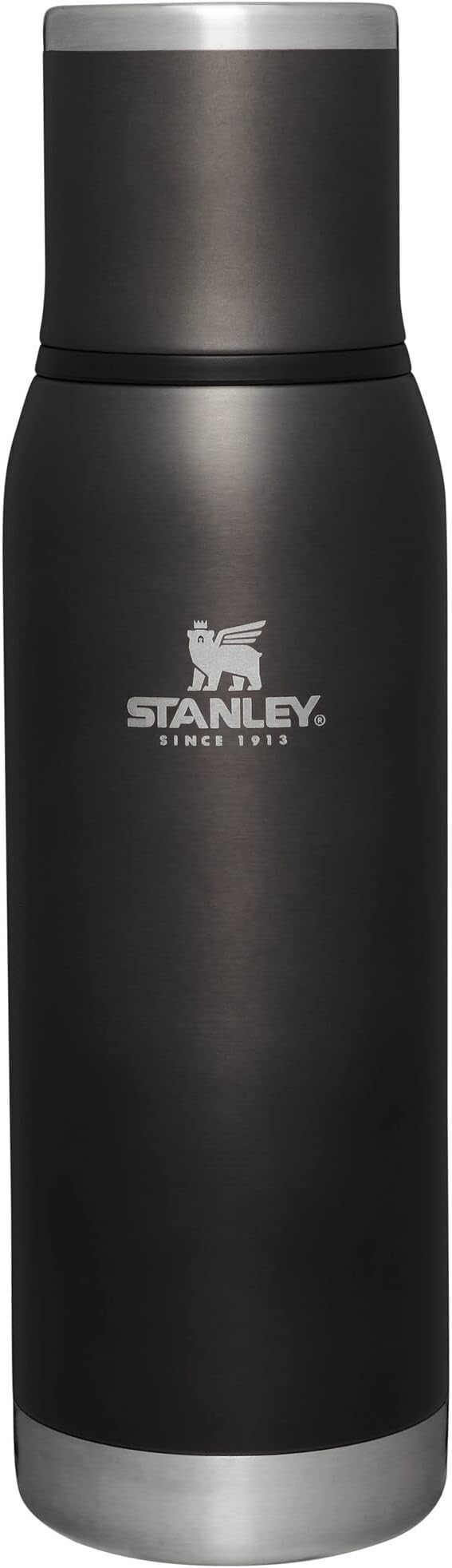 Stanley Adventure-To-Go Vacuum Bottle 25 oz | Wide Mouth with Leakproof Cup Lid | Keep Drinks Hot or Cold | Packable for Travel | Insulated Stainless Steel Thermal Bottle | BPA-Free | Charcoal Glow