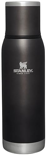 Stanley Adventure-To-Go Vacuum Bottle 25 oz | Wide Mouth with Leakproof Cup Lid | Keep Drinks Hot or Cold | Packable for Travel | Insulated Stainless Steel Thermal Bottle | BPA-Free | Charcoal Glow