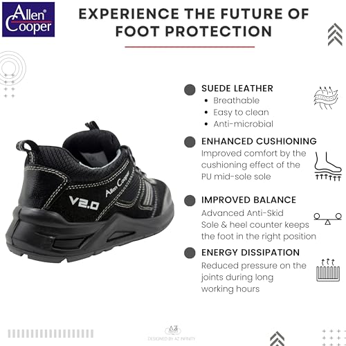 Image of Allen Cooper AC 1156, Special Edition Men's Sporty Safety Shoe, Black Suede Leather, ISI Marked with is:15298 Part 2