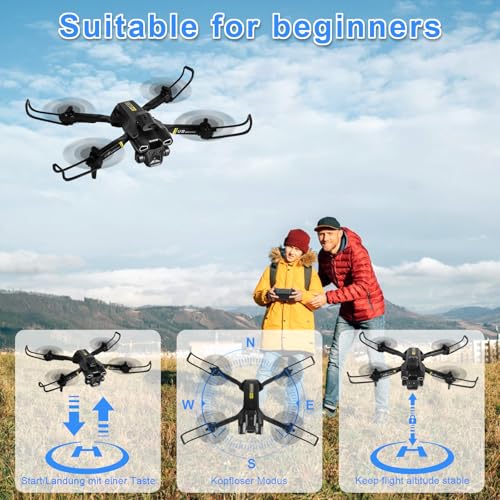 Drohne mit kamera 720p hd, WiFi FPV drone für Anfänger, RC Quadcopter mit 2 Batterien, Schwerkraft Sensor, Flip mode, Abflug/Landung mit einer Taste, One Taste Ruckkehr, Headless Mode – Bild 4