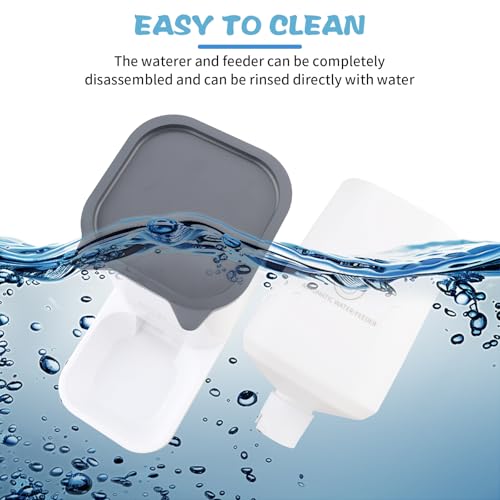 Pfloge® Automatischer Futterspender Katze, 2.1kg Futterautomat Katze und 3.8L Wasserspender Hund, Ohne Strom, PBA Frei Reisefutterspender Katzen Wasserspender-(Weiß)