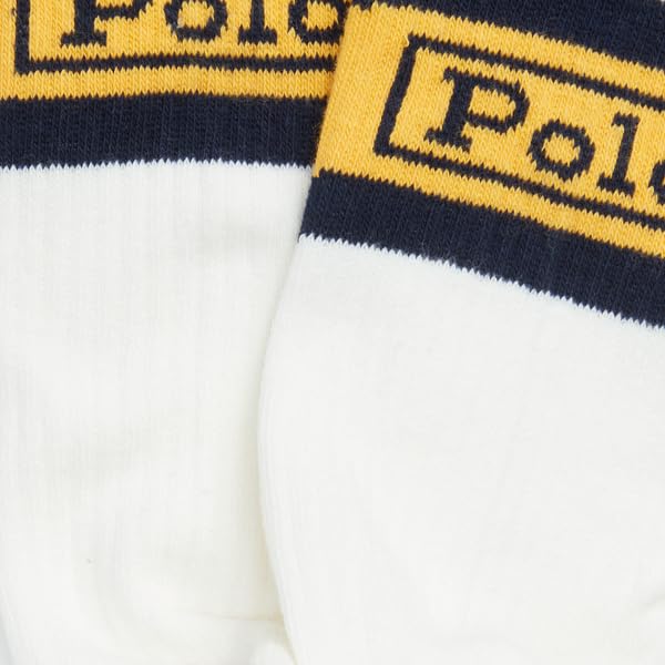 POLO RALPH LAUREN Big & Tall Classic Vintage White Stripe Cuff Crew Sock 3-Pack Polo Logo Spellout Big Tall Socks4