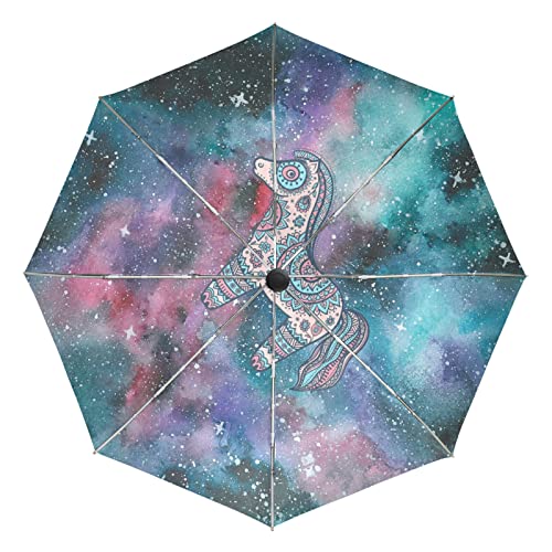 Parapluie automatique contre le vent et les UV avec design cheval de l'espace