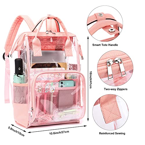 Heavy Duty Clear Backpack for Men Women, School Bag Bookbag PVC Plastic Transparent Backpacks for Boys Girls (Rose Gold)4