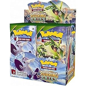 BARTOSZ Trading Card Collection Poke-Mone Playing Card Game 5 Pack 50 Card Collection Set Booster Packs,Battle Cards,Battle Game for Kids,Boys,Girls (ROARING SKY 5 PACK 50 CARDS)