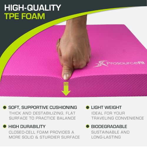 Image of ProsourceFit Exercise Balance Pad, Non-Slip Cushioned Foam Mat & Knee Pad for Fitness and Stability Training, Yoga, Physical Therapy