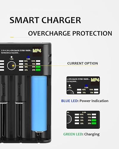 Miniatura 2 de Cargador inteligente de 4 ranuras 18650 Paquete de cargador de batería compatible con recargable Li-ion 3.6V3.7V 16340 16650 18650 22650 26650 26650