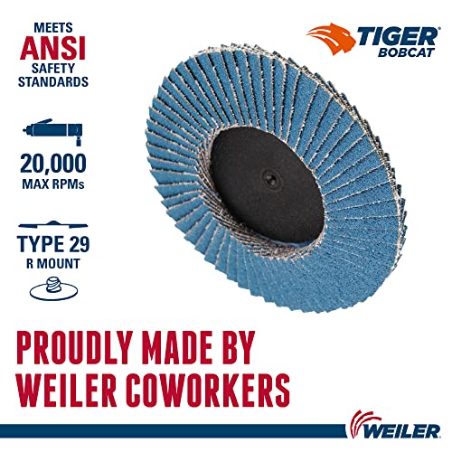 Image of Weiler 50955 3 inch Bobcat Mini Abrasive Flap Disc, Conical (TY29), Type R Mount, 120Z (Pack of 10)