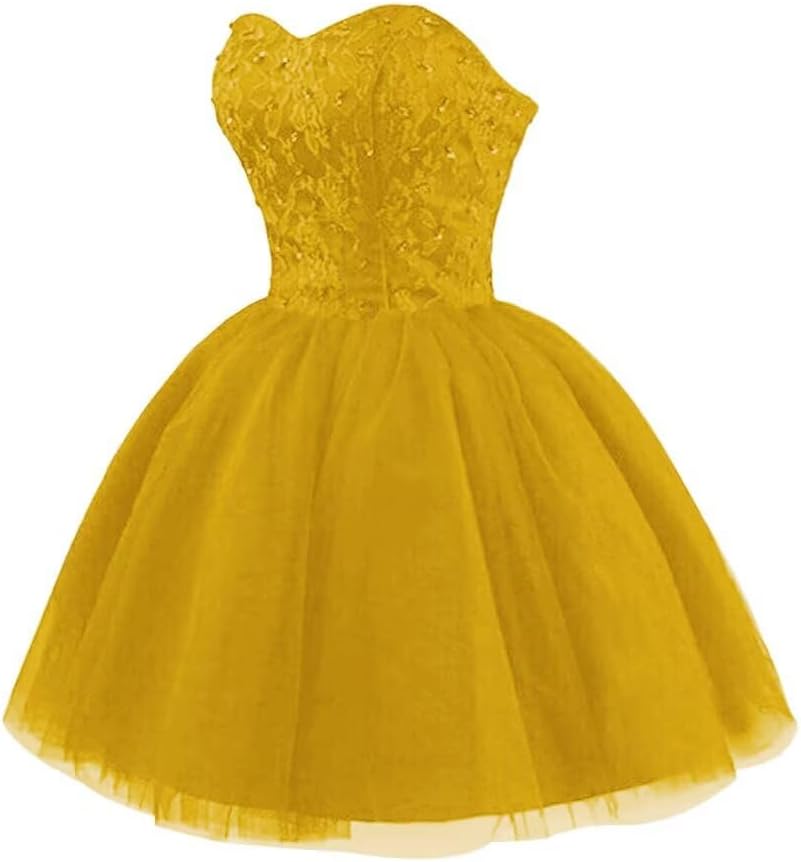 Tulle Beading Homecoming Dress Strapless Short Lace Teens Prom