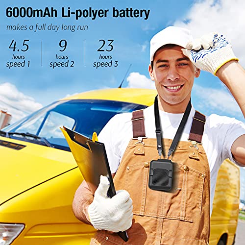 Alpiaz Portable Waist Clip Fan, 6000Mah Battery Operated Necklace Fan, 23H Working Time Hands-Free Cooling Fan For Outdoor Works, Farm, Hiking #TOP1