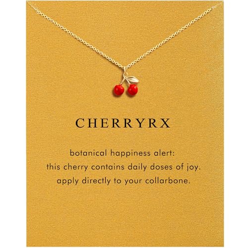 OBSUN Cherry Necklace for Women Red Cherry Charm Gifts for Her Friends Female Red Necklace (cherry)