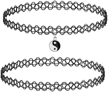 BodyJ4You 2PC Choker Necklace for Women - Yin Yang Butterfly Unicorn Moon