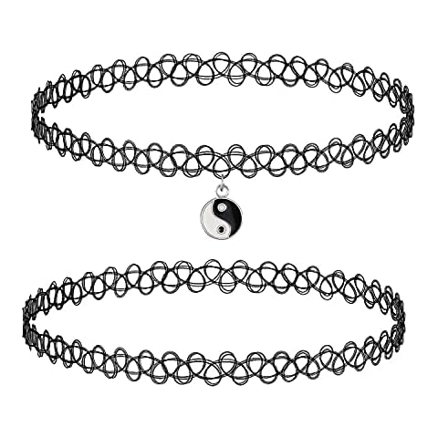 BodyJ4You 2PC Choker Necklace Yin Yang Pendant Cover