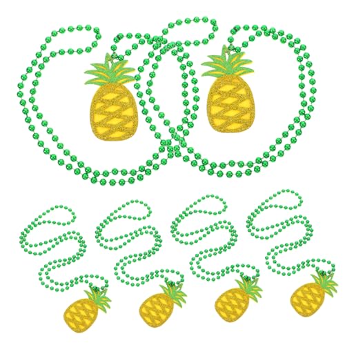 COLLBATH 6-pack Hawaiian Pineapple Necklace Set Tropical Party Decorations for Baby Shower More