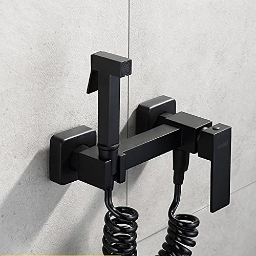 Robinets de bidet de douche de salle de bain muraux noirs complets