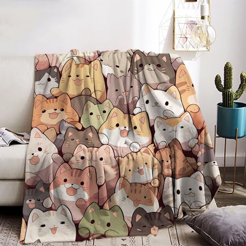 KAIDAARTLH Couverture de canapé de Chat, Couverture Douillette pour Enfant, pour canapé et Voyage (Chat-3, 130x150cm)
