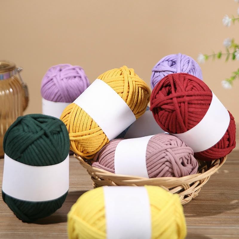 Hilo de algodón Grueso 5x100 g, Hilo de algodón de Colores para Crochet, para Tejer a Mano Gorros, Bolsos, Mantas y Manualidades