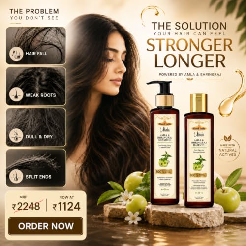 Image of Khadi Utkrisht Premium Amla & Bhringraj Hair Shampoo and Hair Oil Combo | Herbal Ayurvedic Hair Growth & Hair Fall Control Kit | Nourishes Scalp, Strengthens Hair Roots, Reduces Breakage, Adds Shine | Suitable for All Hair Types- Pack of 2