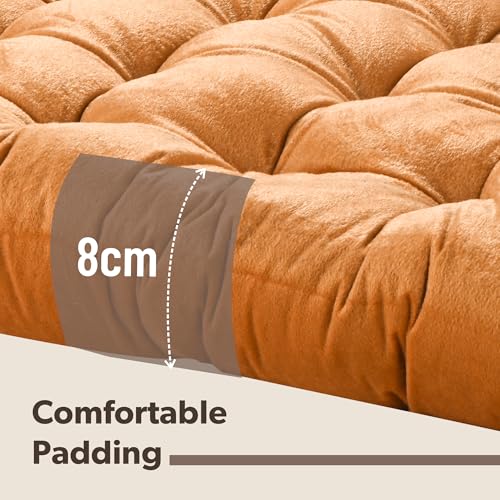 Image of Kuber Industries 6 Pcs Heavy Velvet 16 Inch Chair Pad Cushion with Drawstrings for Dining, Office & Home | Soft Seat Pad | Support for Long Sitting | Golden