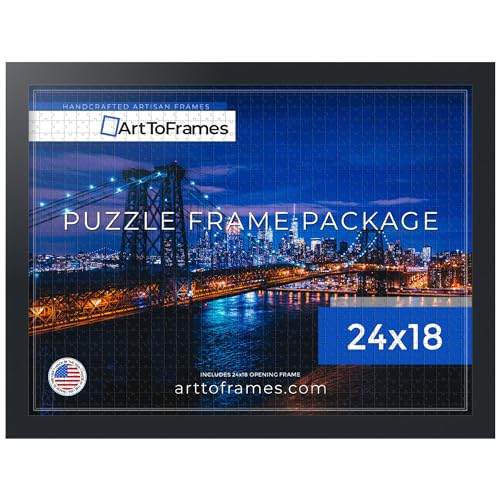 ArtToFrames 24x18 INCH/61x46 CM Black Frame for 300 piece Puzzles.This 1.25 Inch Custom MDF Puzzle Frame is Black - Comes with Economy Acrylic (PuzzleFRBW72079-24x18)
