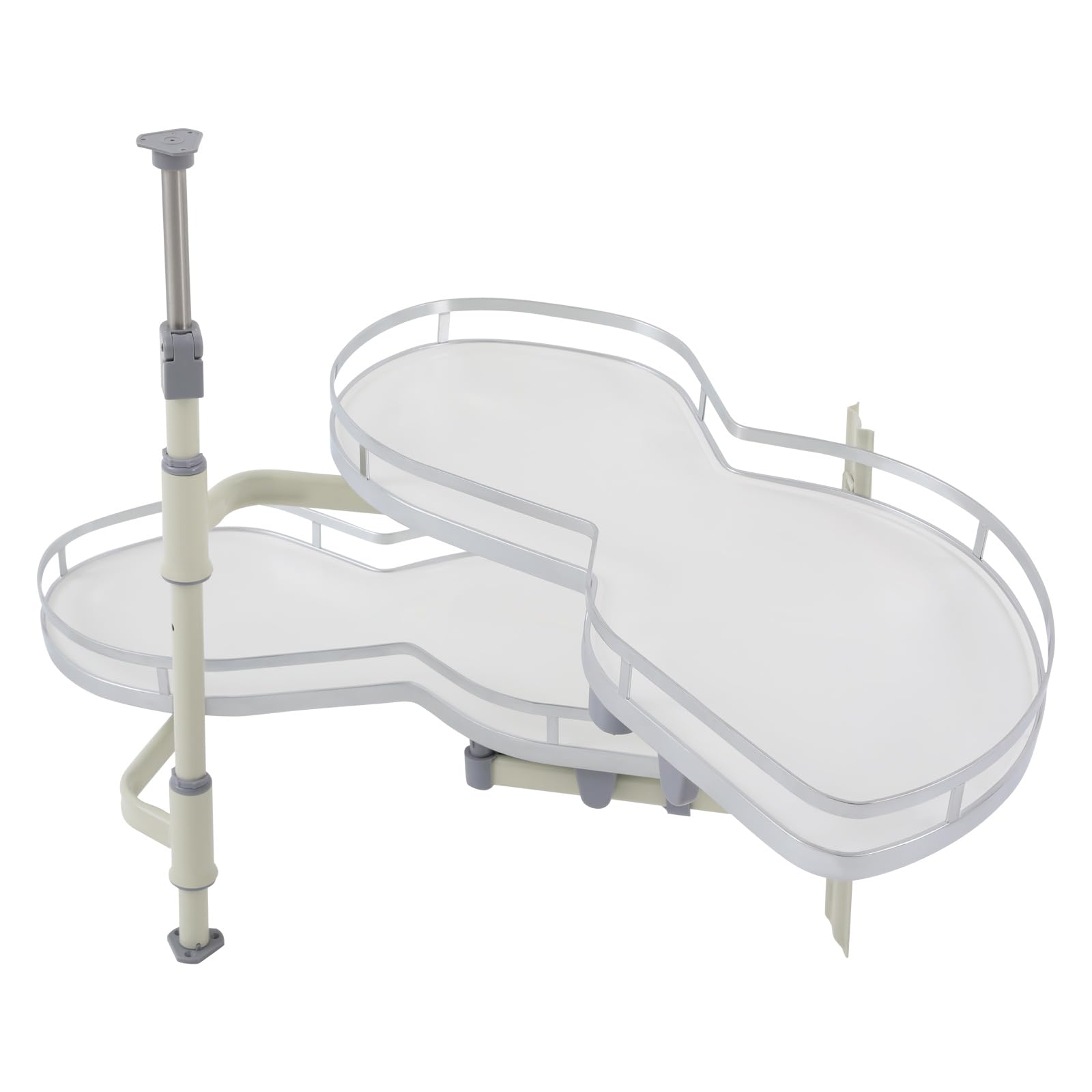 Swing Left Blind Corner Cabinet Organizer, 2-Tier Left Pull Out Kitchen Organizers for 30-inch Width Blind Cabinet, Adjustable Height, Soft Close, Withstand 33 lbs (Carbon Steel, White)