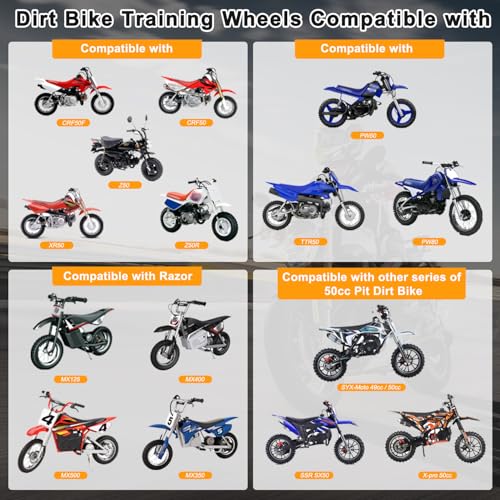 Image of EOPOAYI Dirt Bike Training Wheels 50cc with Bell Replacement for Razor MX350 MX400 MX500 MX125 Dirt Rocket CRF50 XR50 CRF50F PW50 PW80 TTR50 SYX Moto X-pro JR50 SSR SX50 Mini Pit Bike Motorcycle Parts