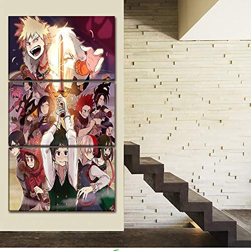 Tableau triptyque anime pour decoration murale salon en 3 pieces - 4