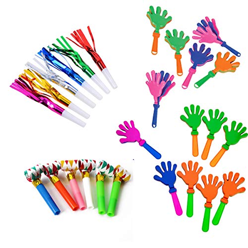 Oopsu 40pcs 2 Kinds of Noisemaker Blowouts Whistles with 20 Plastic Hand Clappers for Fiesta Party Birthday Favors and Supplies
