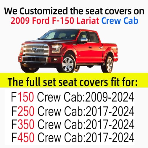 Image of Aierxuan Rear Car Seat Covers for Ford F150 F250 F350 F450 Crew Cab (Black)