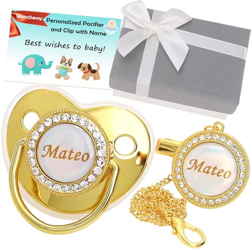 Chupete personalizado con nombre, chupete brillante y clip con caja de regalo, tarjeta de felicitación, chupete lujoso de cristal brillante, regalo ideal para niños y niñas, baby shower, fotografía de Chupete personalizado con nombre, chupete brillante y clip con caja de regalo, tarjeta de felicitación, chupete lujoso de cristal brillante, regalo ideal para niños y niñas, baby shower, fotografía de