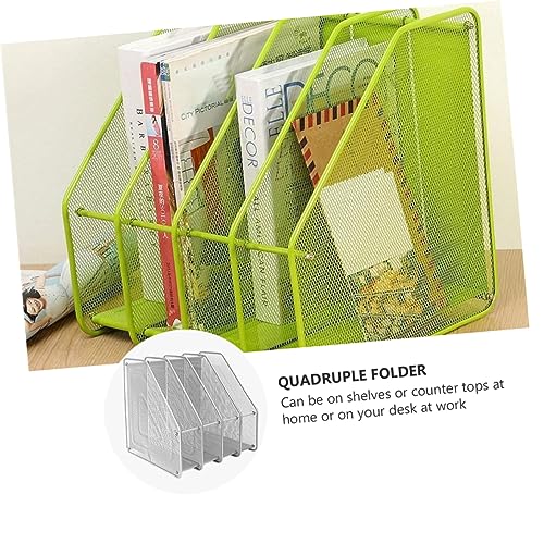 Organisateur de documents métal argenté 4 compartiments 31x30x30cm - 4