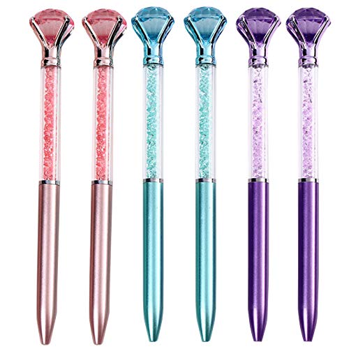 Stylos à bille en métal lot de 6 avec recharge bleue de 0,7 mm pour bureau