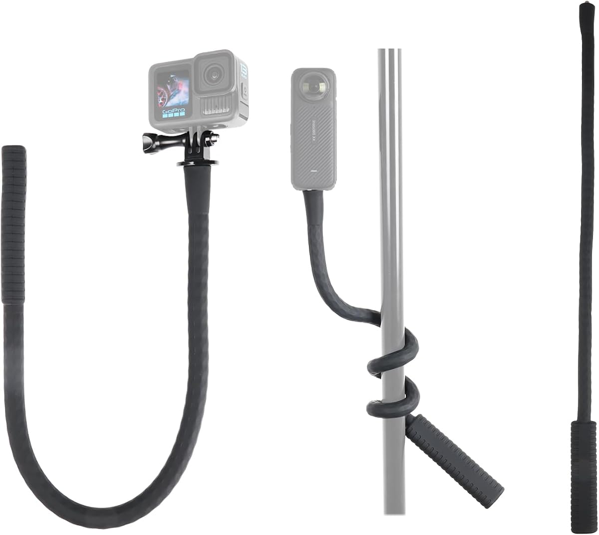 Camera Flexible Mount Clamp Stick Pole for Insta360 GoPro | Neck Holder Selfie Stick Extension Pole, Camera Tripod Stand for GoPro Hero 13 12 11 10, Insta360 X5 X4 X3, DJI Action Camera