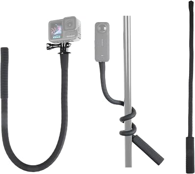 HSU Camera Flexible Mount Clamp Stick Pole for Insta360 GoPro, Neck Holder Selfie Stick Extension Pole, Camera Tripod Stand for GoPro Hero 13 12 11 10 9, Insta360 X5 X4 X3, DJI Action Camera