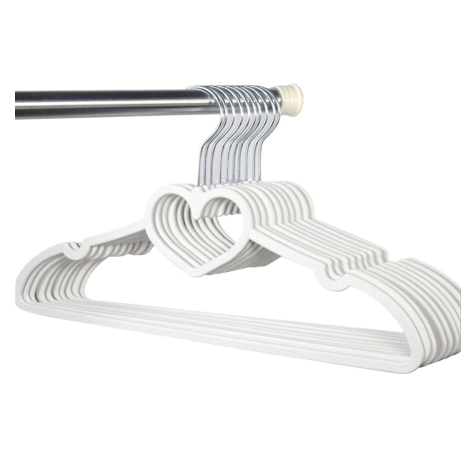 Velvet Hangers 10PCS Clothes Hanger Heart Pattern Coat for Clothing Hanging Supplies(White A)